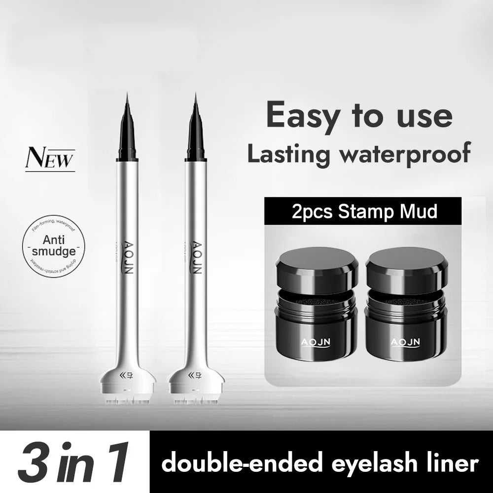 Lower Eyelashes Stamp, Double Head with Liquid Eyeliner, Natural Lower Eyelashes Lasting Waterproof Eyelashes Stamp